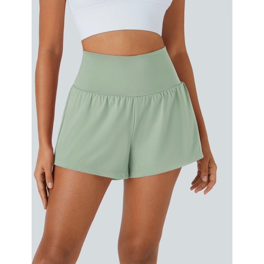 Halara SoftlyZero Airy 2-in-1 InstantCool Yoga Shorts 3" Light Green NWT Small